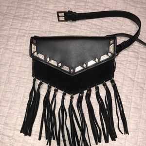ZARA Black Fringe fanny pack NWOT